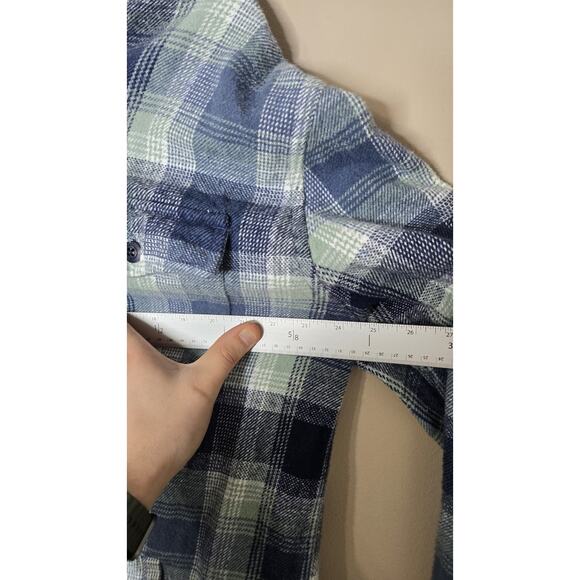 Quiksilver Mens Button UpFlannel Hoodie Blue Green Plaid Size Extra Large - Picture 7 of 8